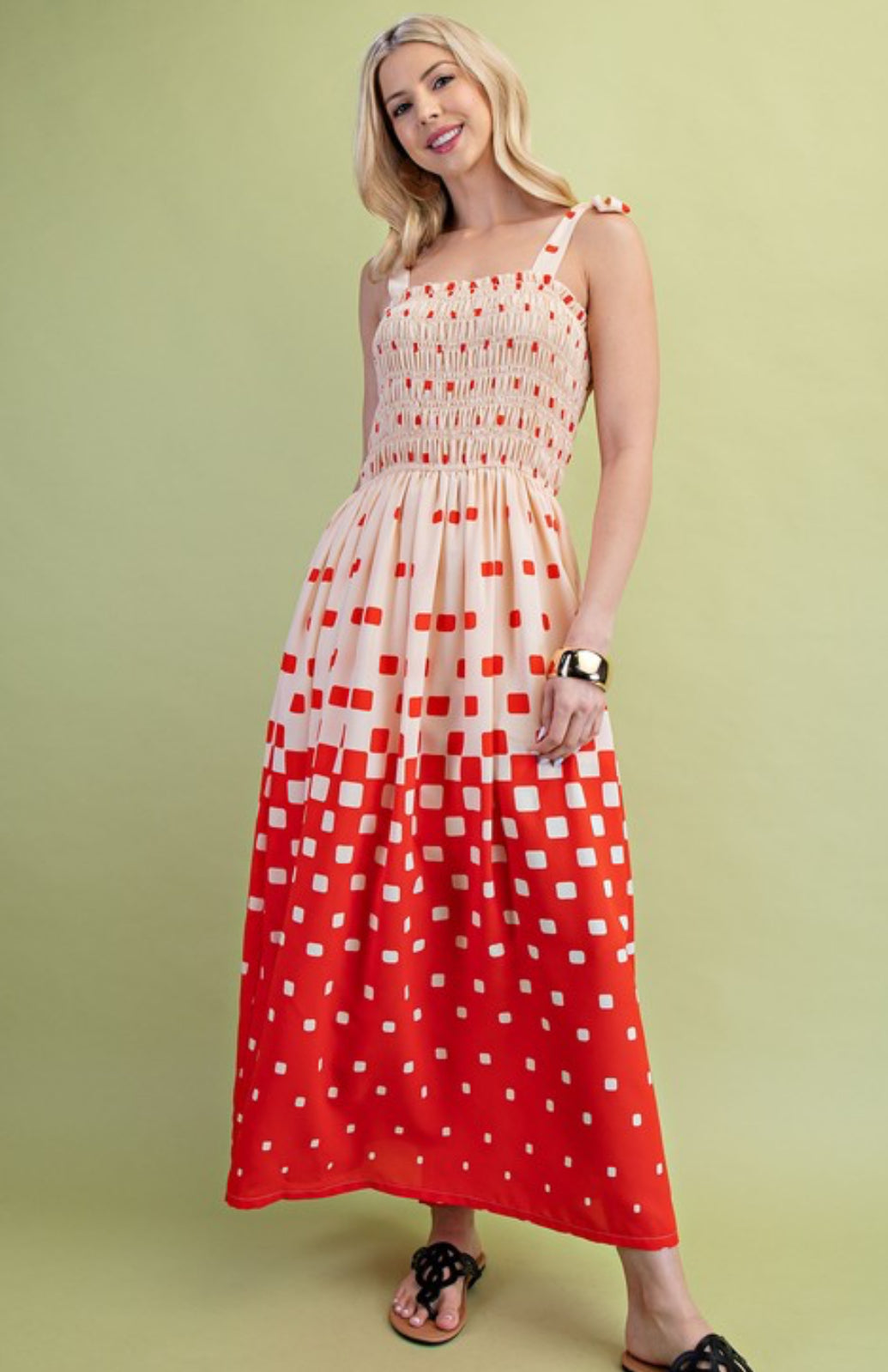 Red Checker Maxi Dress