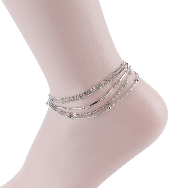 SET OF 3 LAYERED ANKLETS