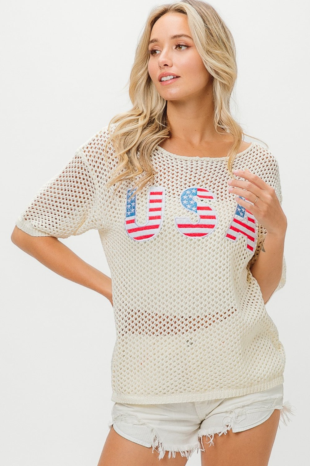 US Flag Theme Knit Cover Up