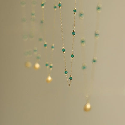 Emerald Bead Shell Necklace