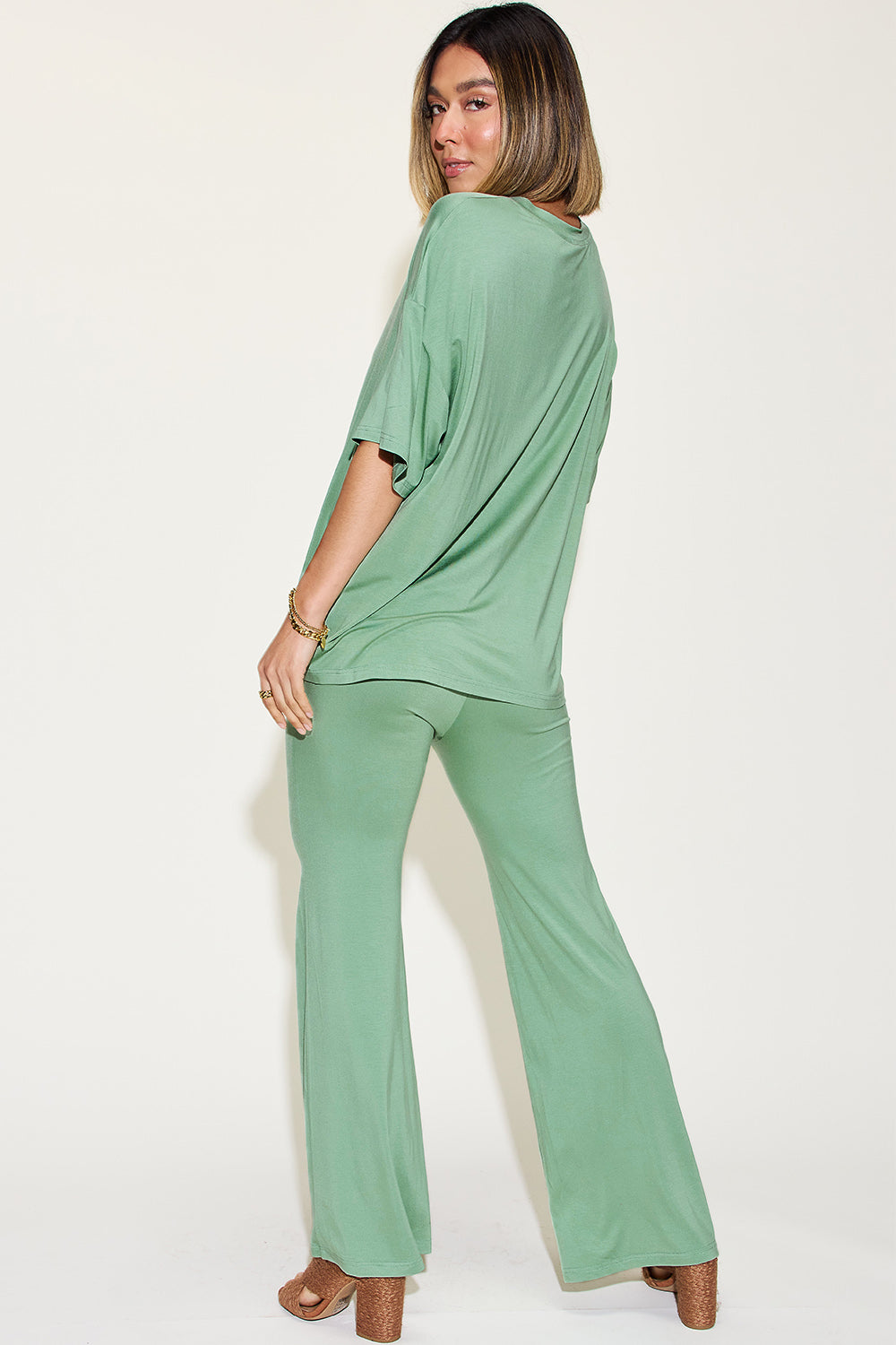 FAMOUS Bamboo T-Shirt and Flare Pants Set
