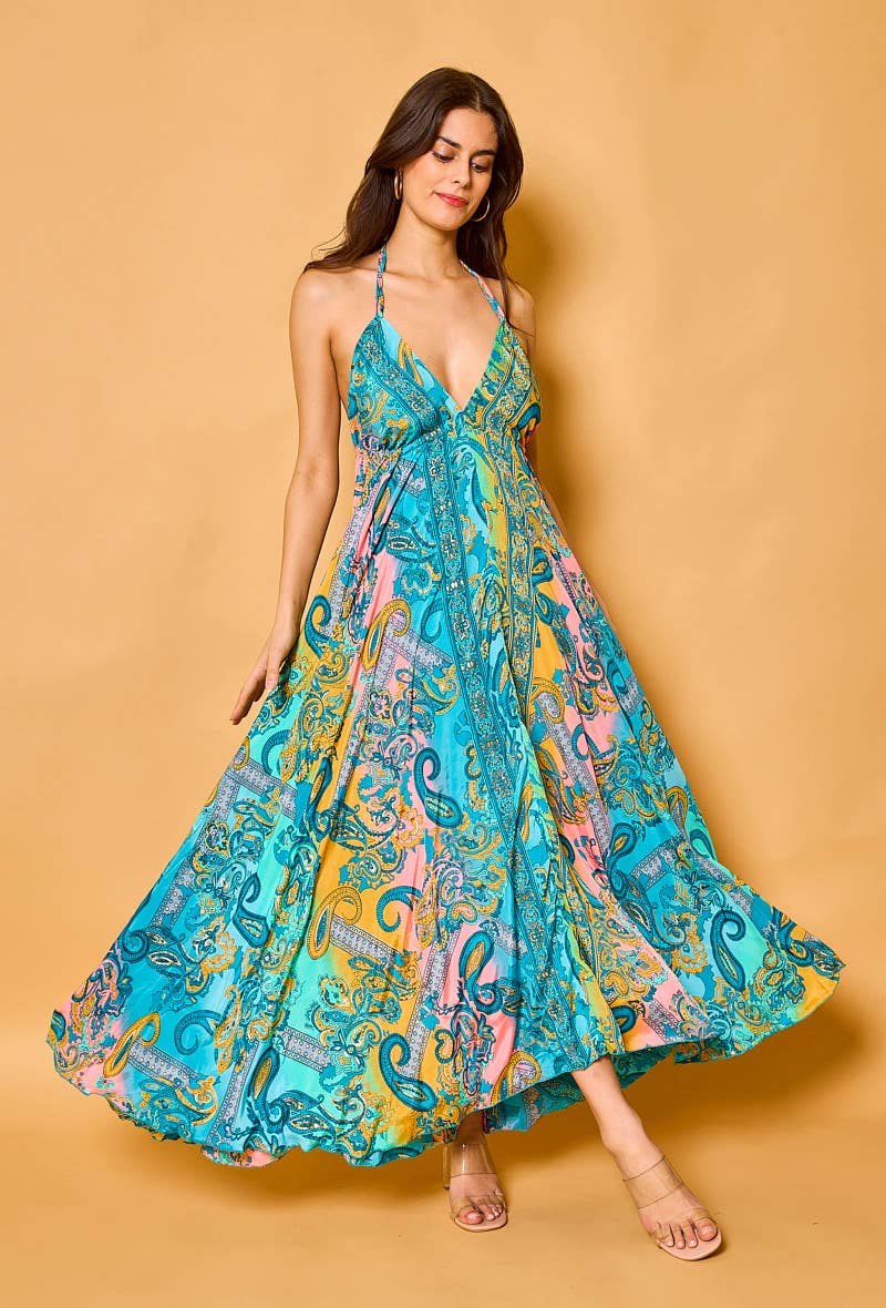 gibson maxi dress Gibson Floral Palmer Poplin Tiered Maxi Dress Curve TAUPE-MULTI / 2X by Sugarlips