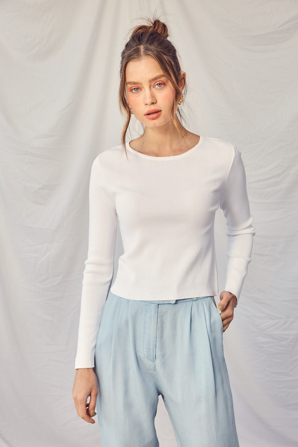 Twisted Backless Knit Top-Off White