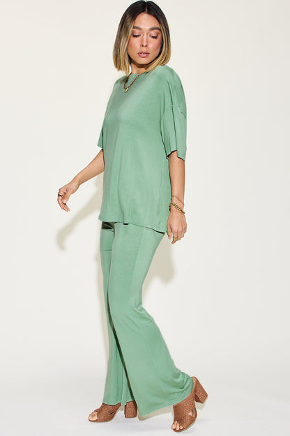FAMOUS Bamboo T-Shirt and Flare Pants Set