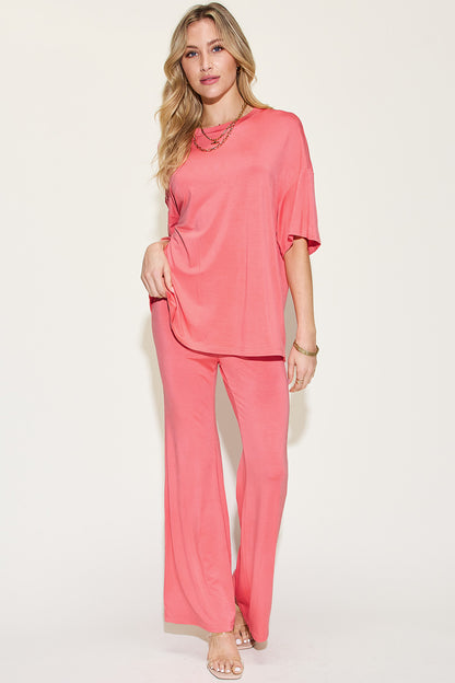 FAMOUS Bamboo T-Shirt and Flare Pants Set