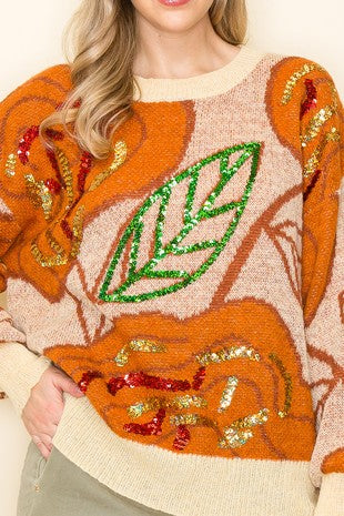 Leaf Sequin Sweater