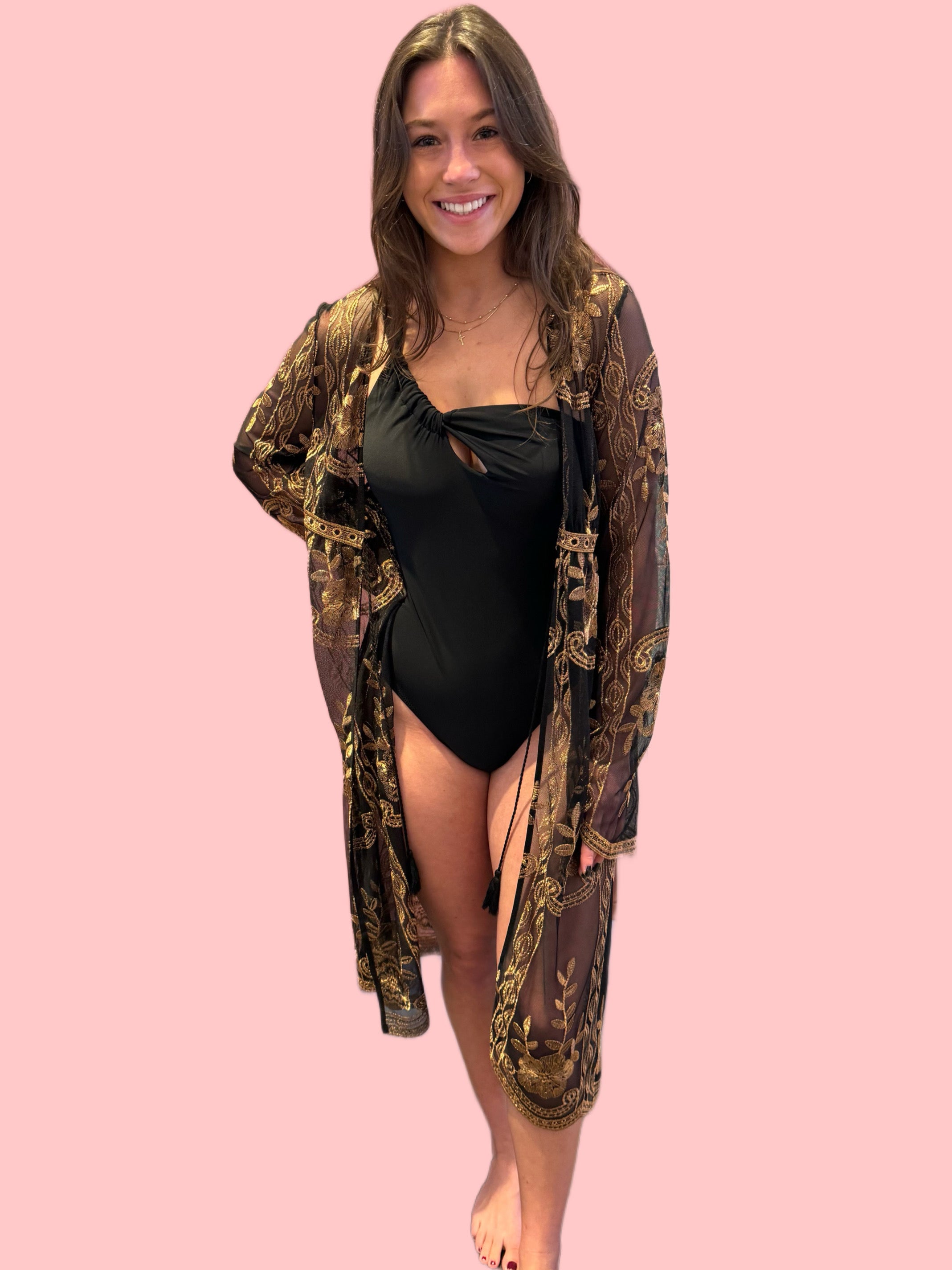 Gold mesh Kimono