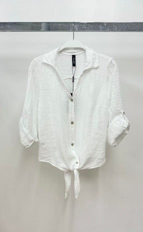 Eyelet Contrast Button Down, Sky Blue