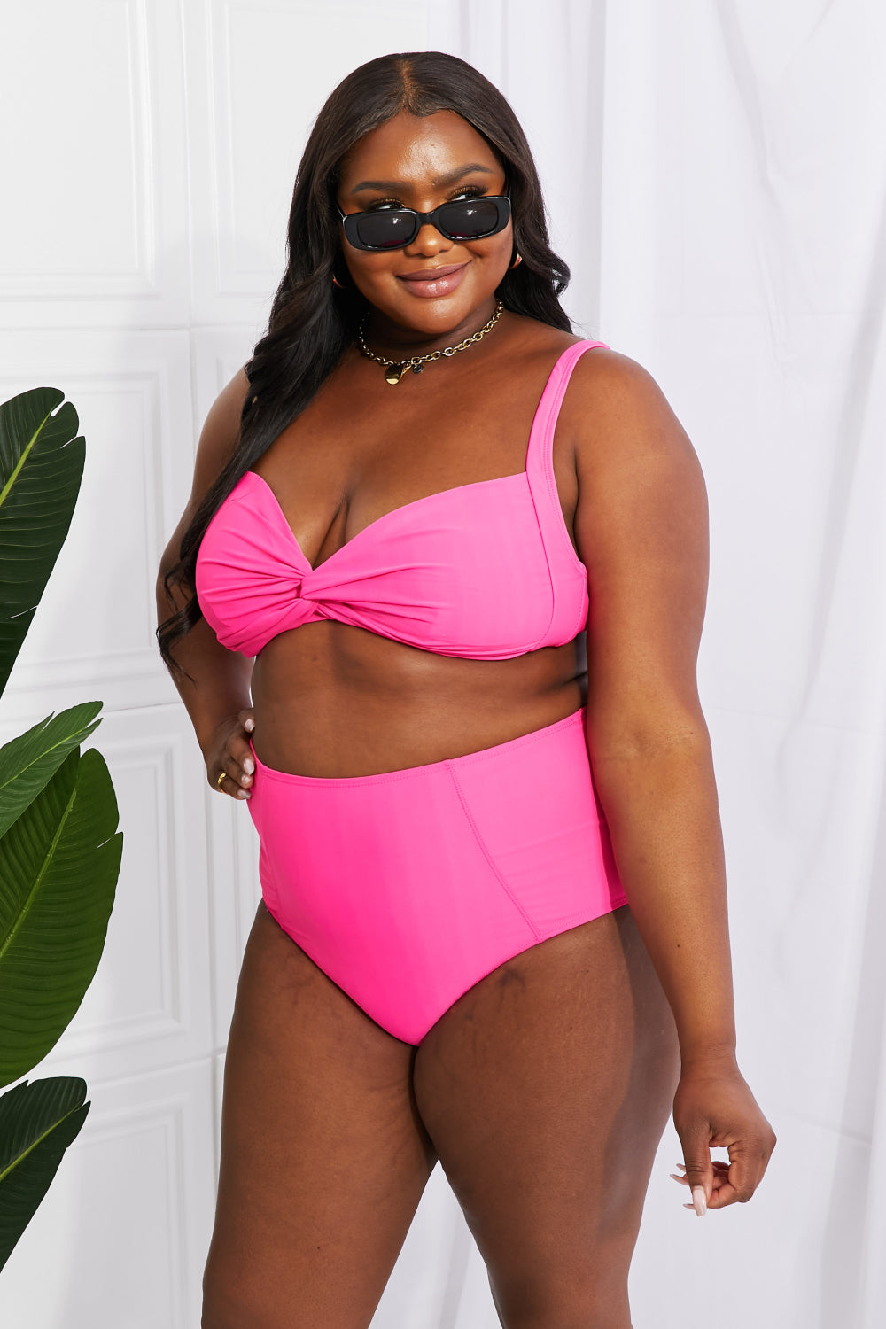 Swim Take A Dip Twist High-Rise Bikini in Pink