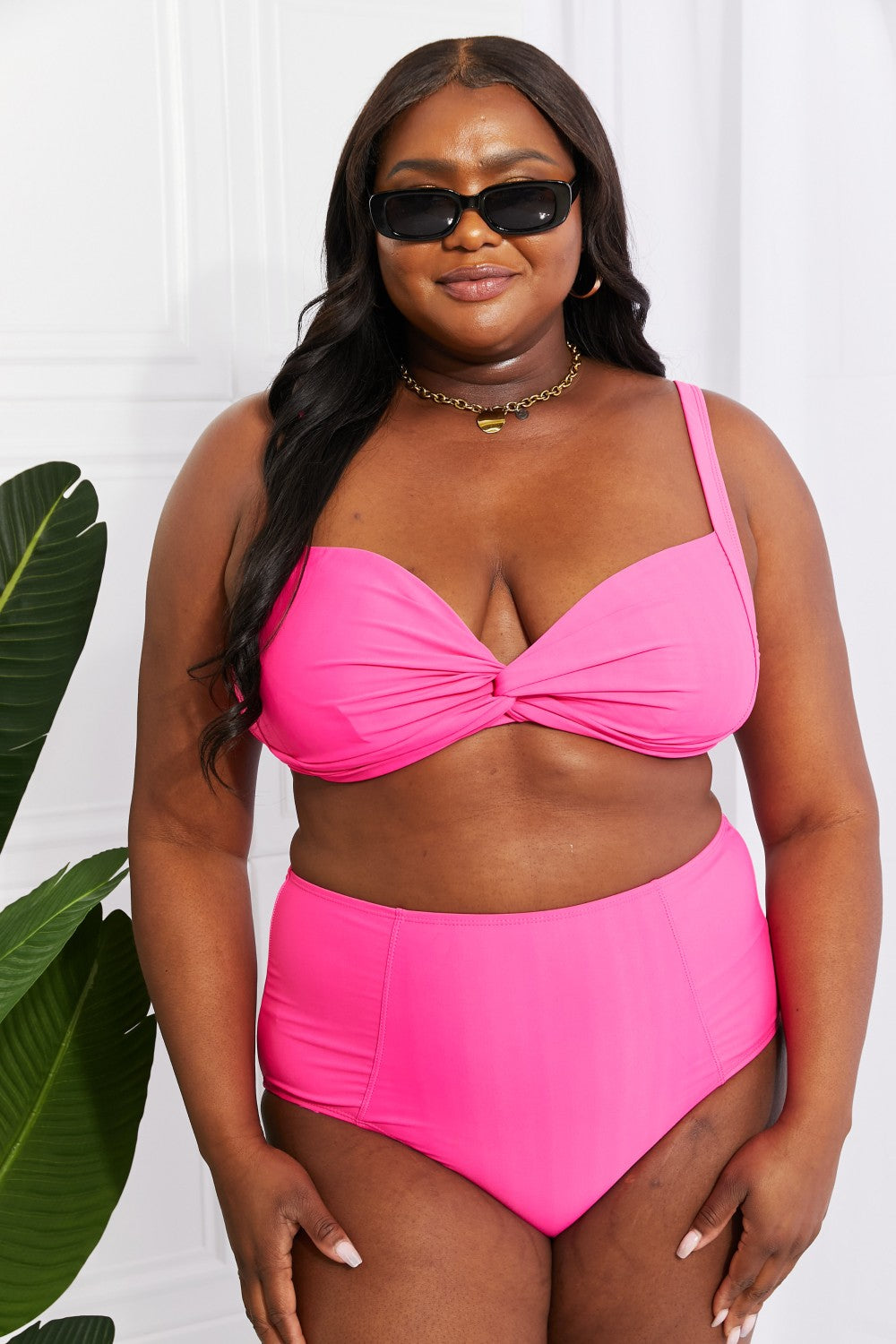 Swim Take A Dip Twist High-Rise Bikini in Pink