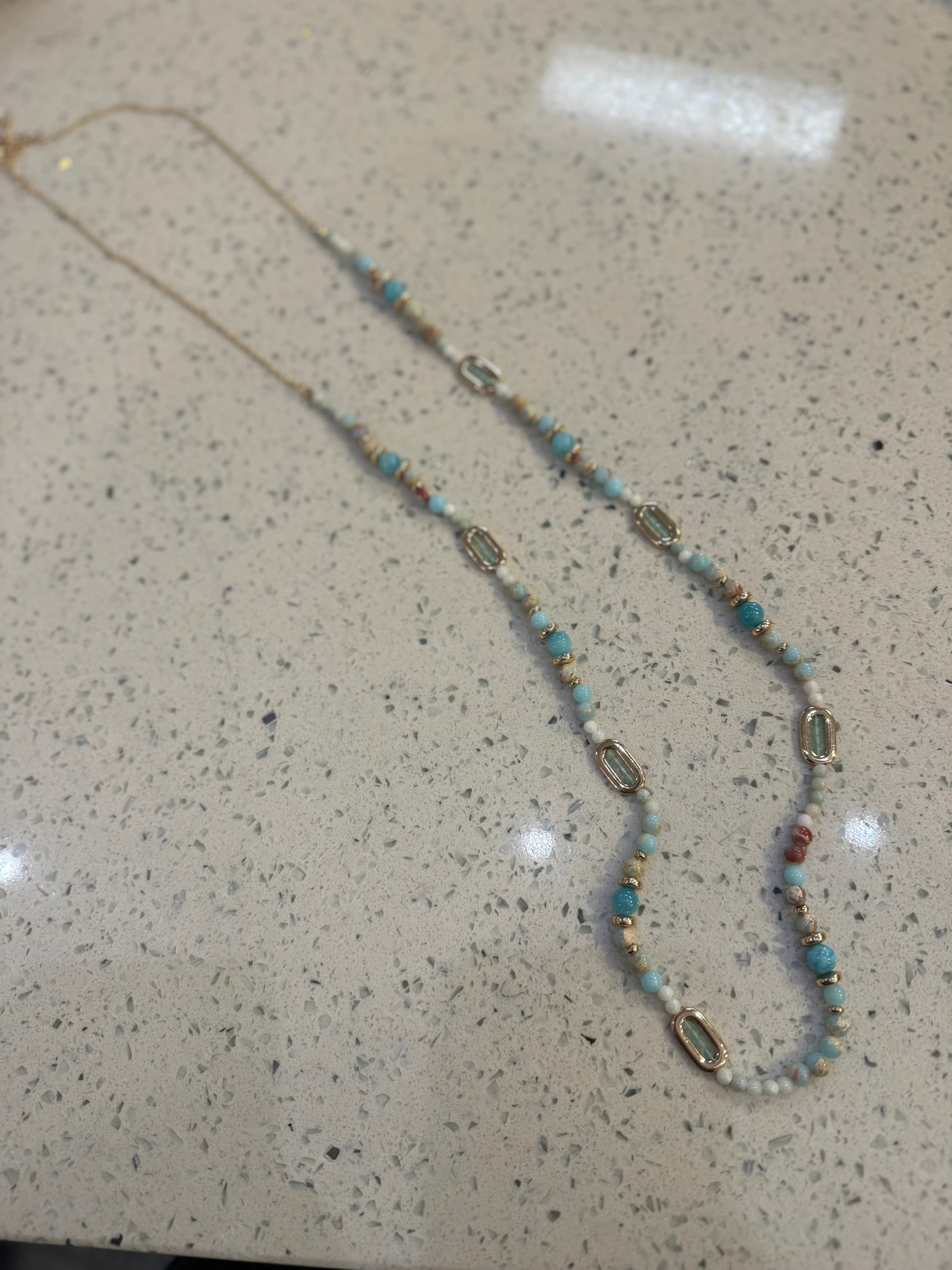 Agate and Turquoise Long Necklace