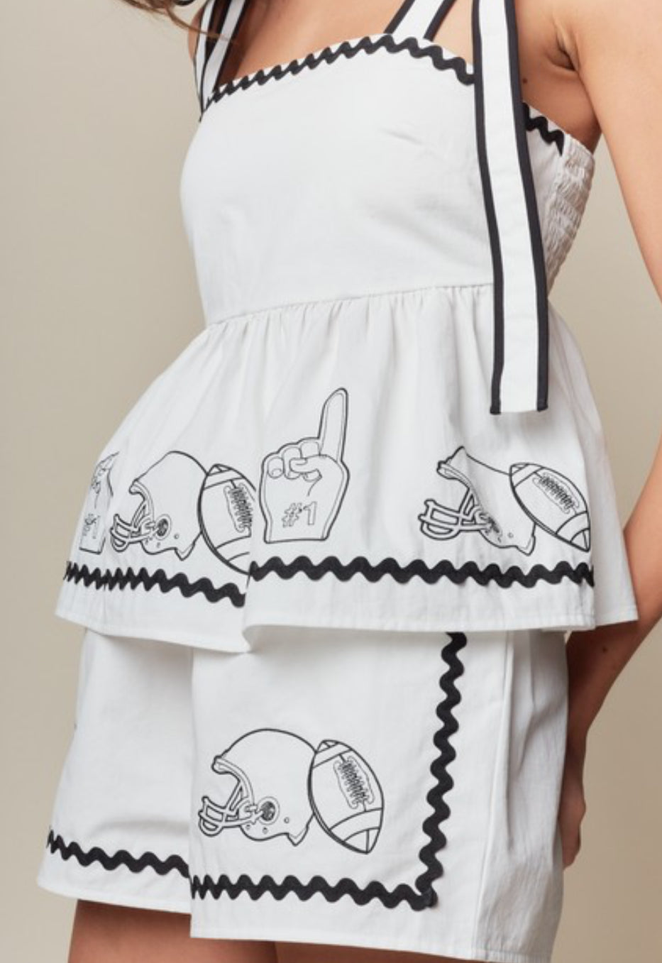 Game Day Peplum Top W/ Ties