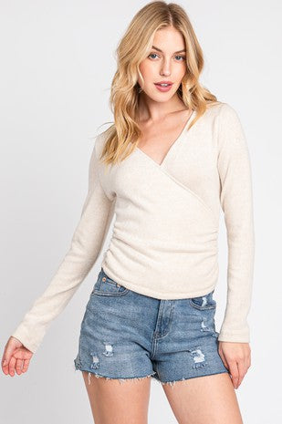 Surplice Fitted Knit Top