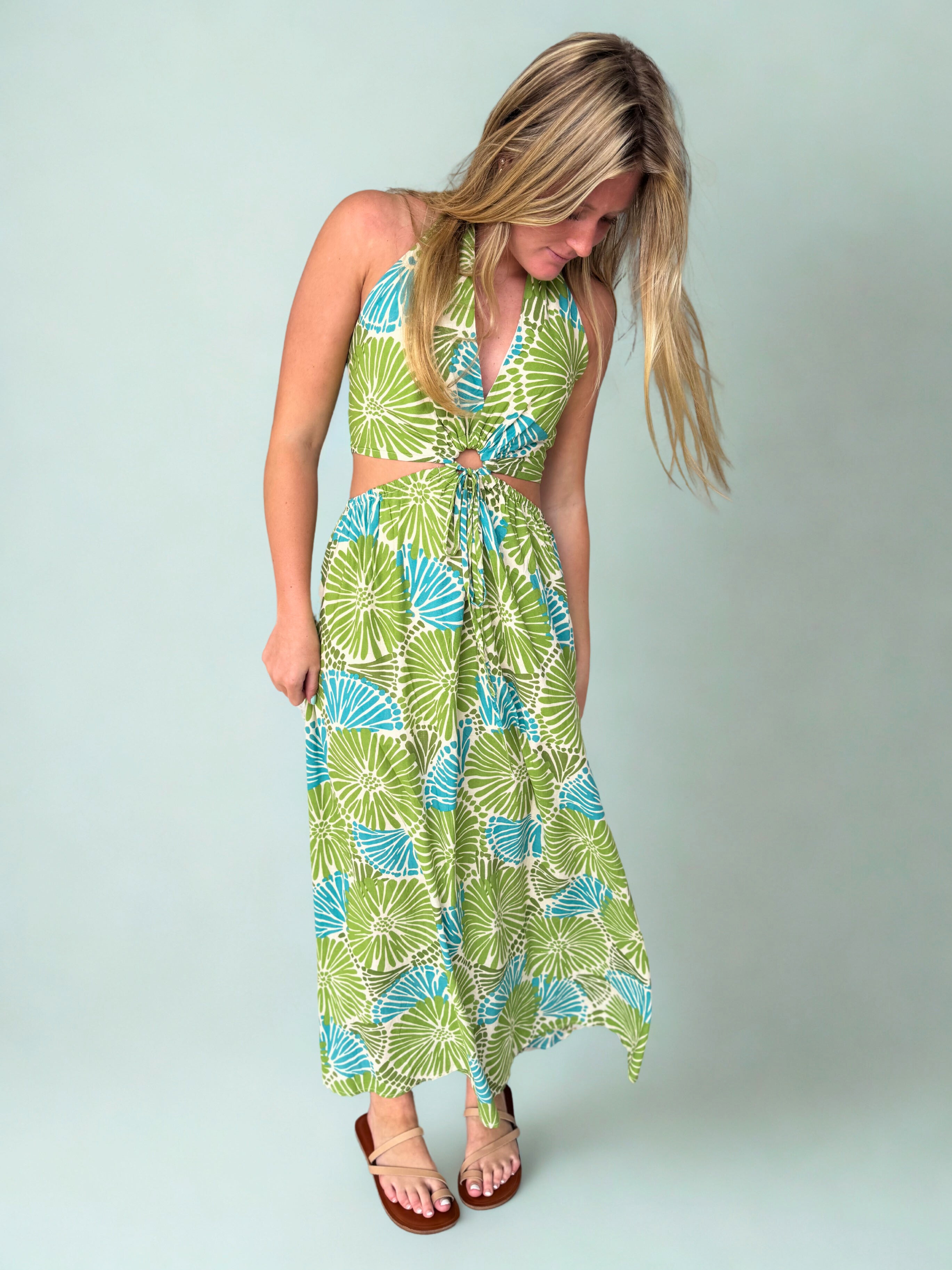 Oasis Green Halter Maxi
