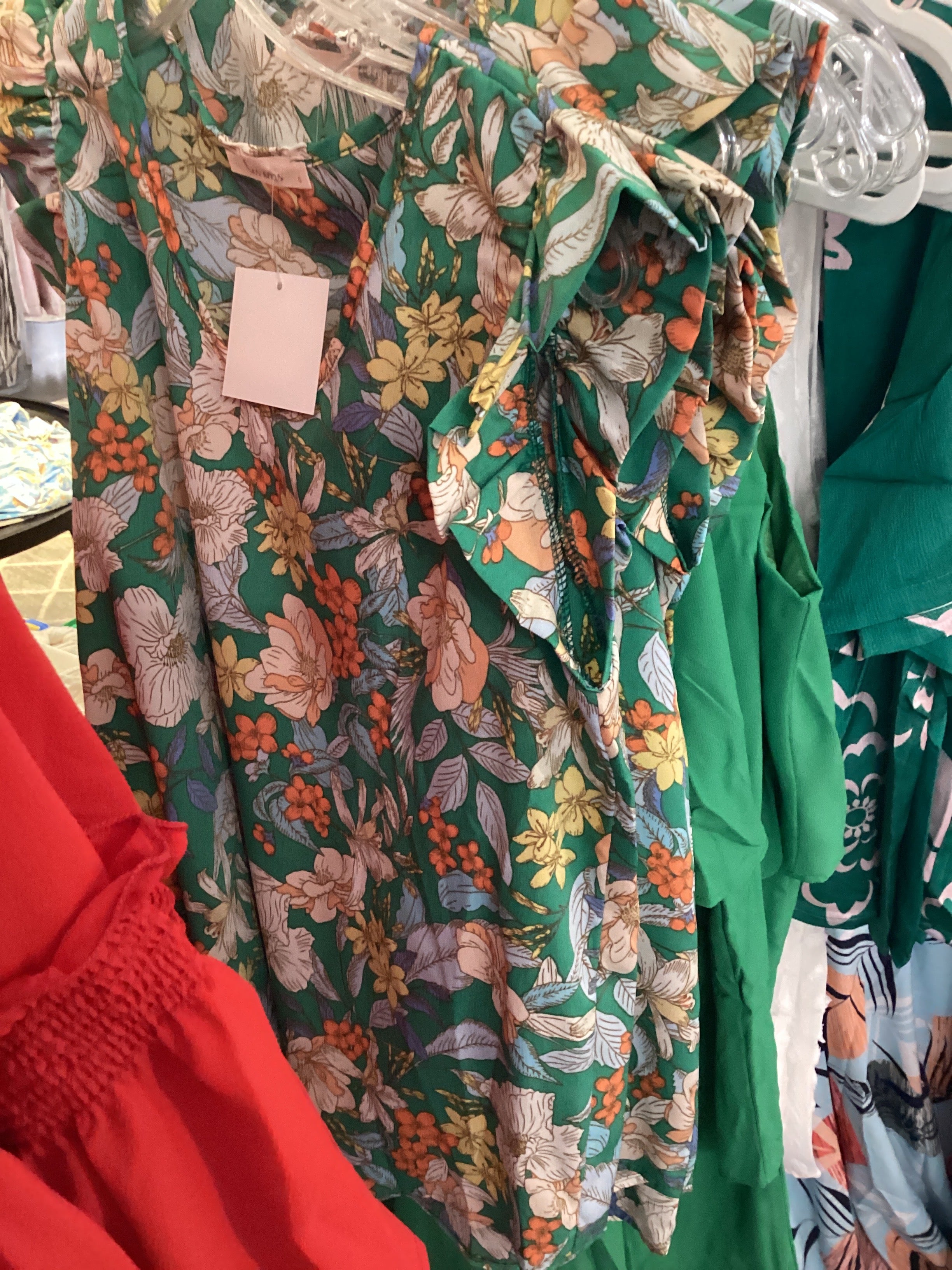 Vneck Floral Blouse, Green