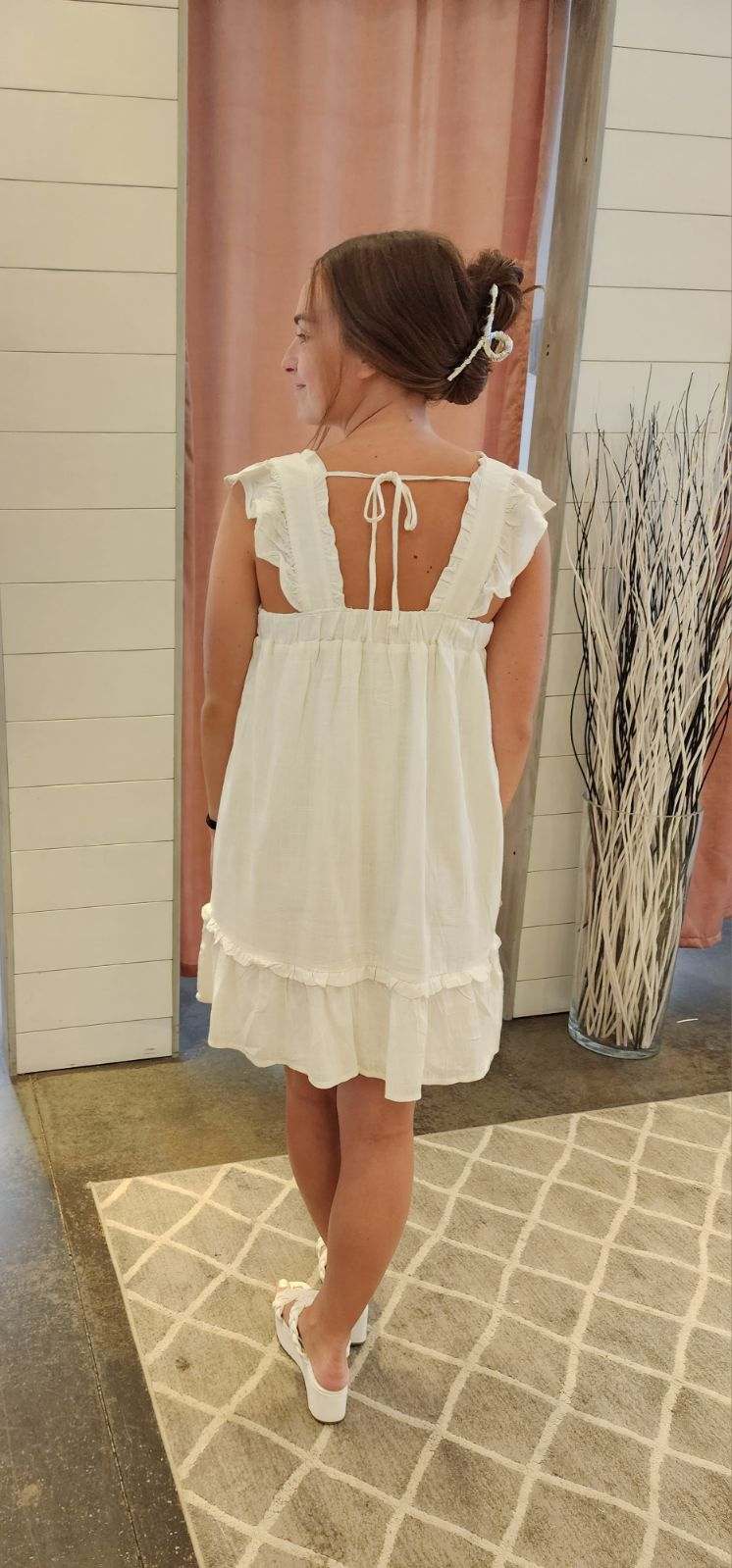 Linen Backless Mini Dress
