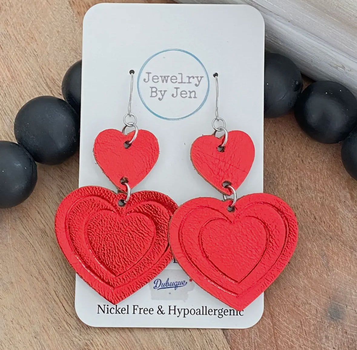 Embossed Double Heart Earrings
