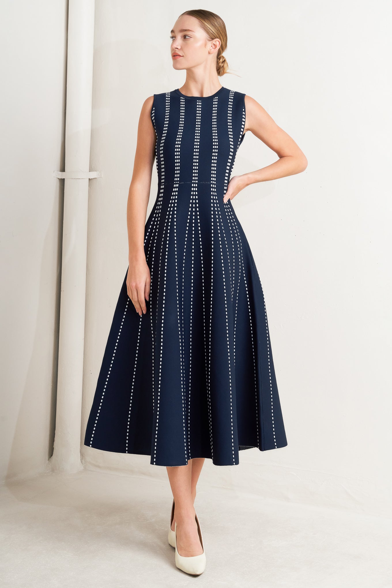 PERFECTLY POISED JACQUARD SWEATER MIDI DRESS