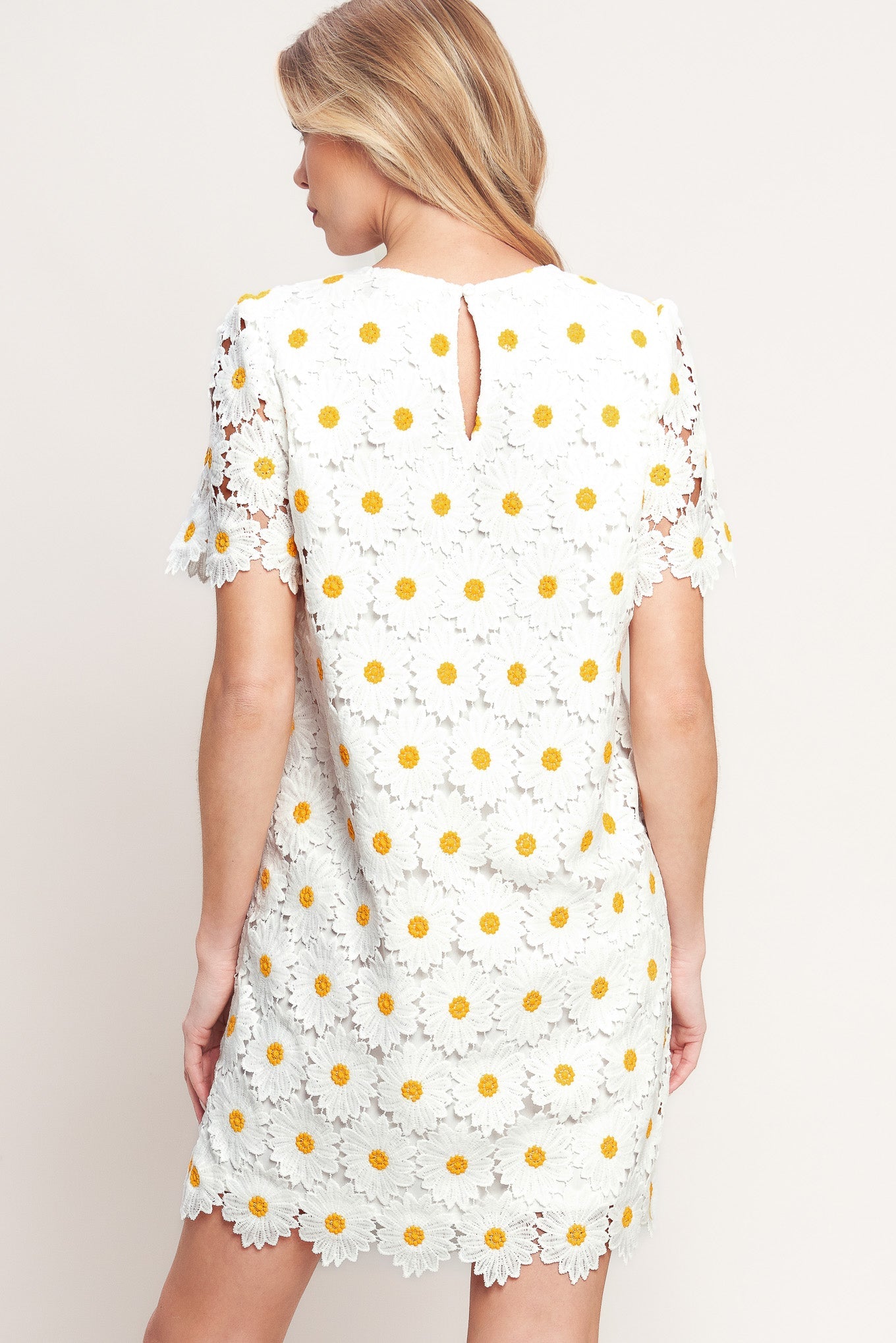 DAISIES AND DAYDREAMS WOVEN LACE MINI DRESS