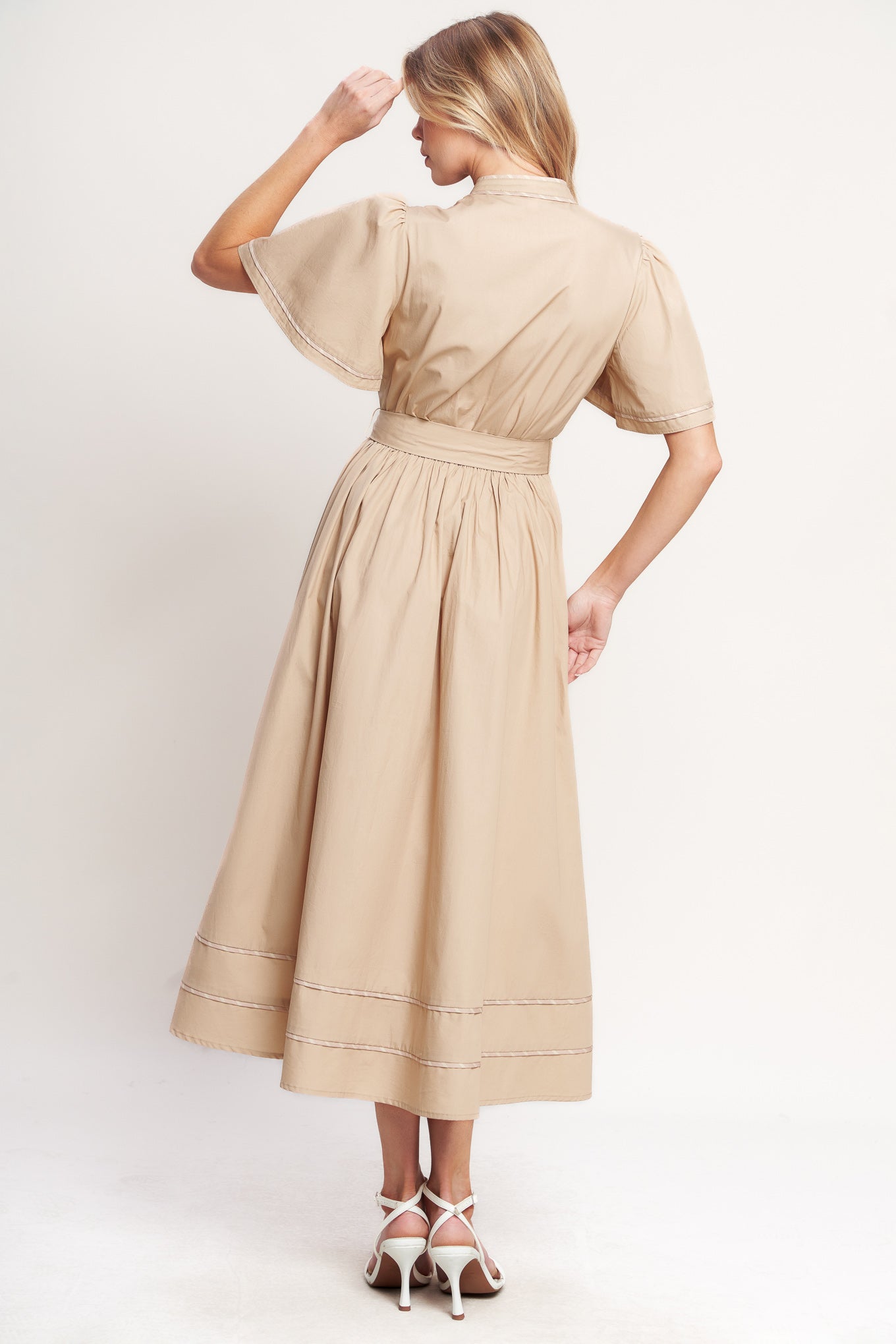 EVERGREEN ROMANCE WOVEN MIDI DRESS