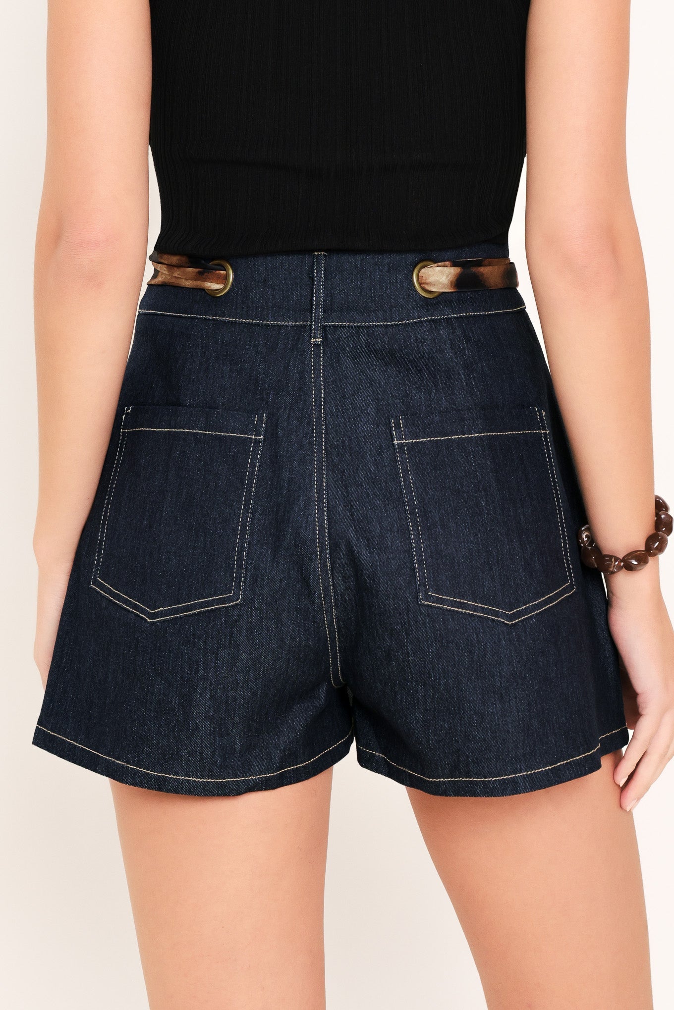 LEOPARD TIE DENIM SKORT