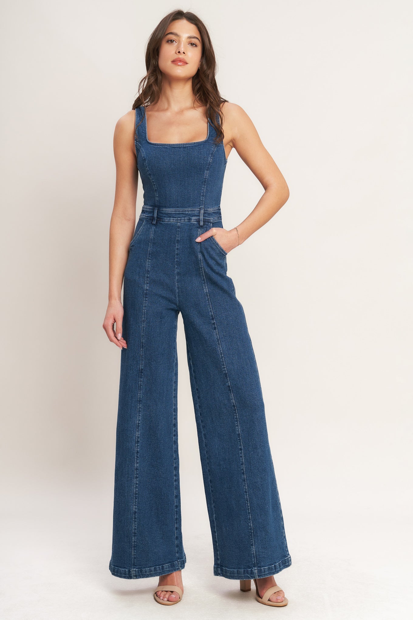 DESK TO DINNER READY DENIM JUMPSUIT