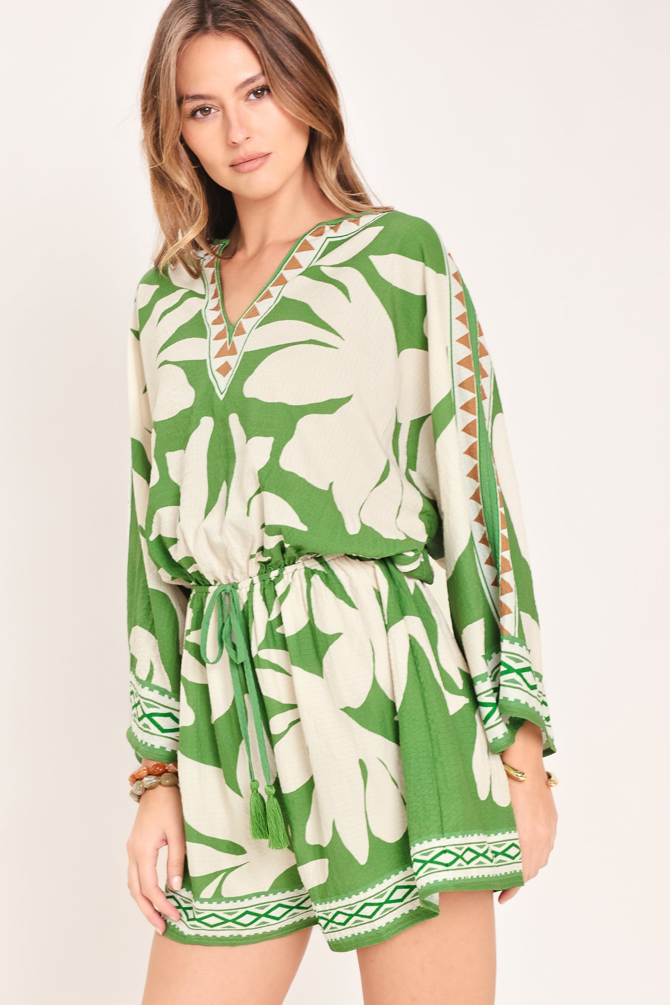 VACATION MODE WOVEN ROMPER