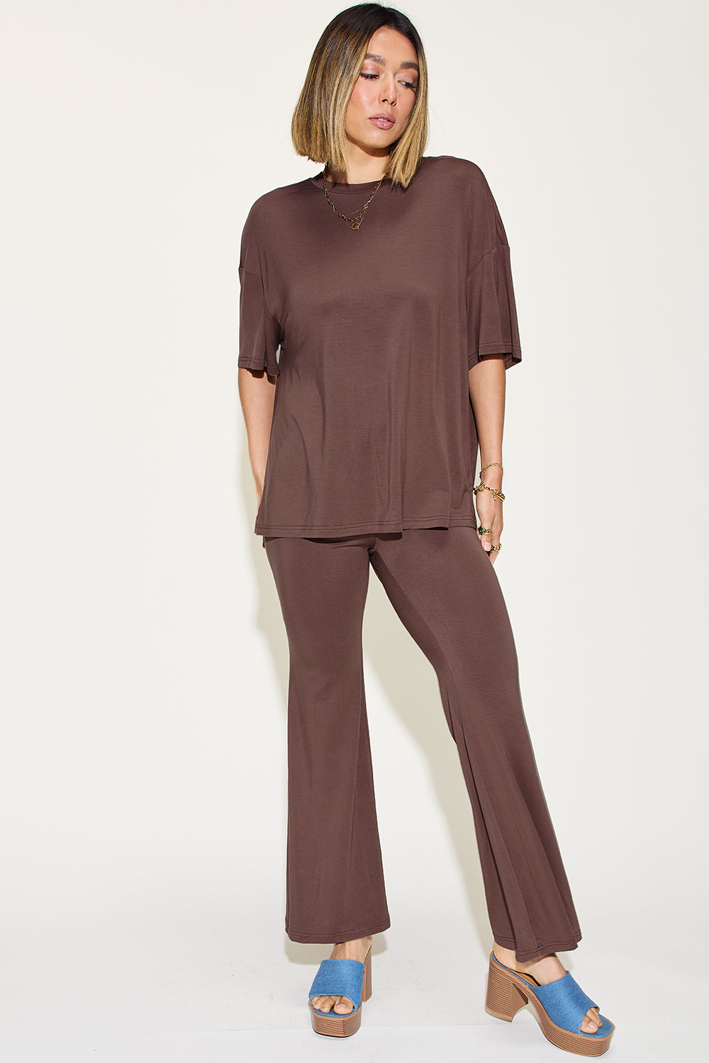 FAMOUS Bamboo T-Shirt and Flare Pants Set