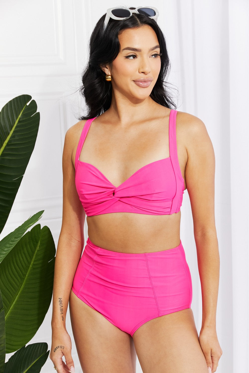 Swim Take A Dip Twist High-Rise Bikini in Pink