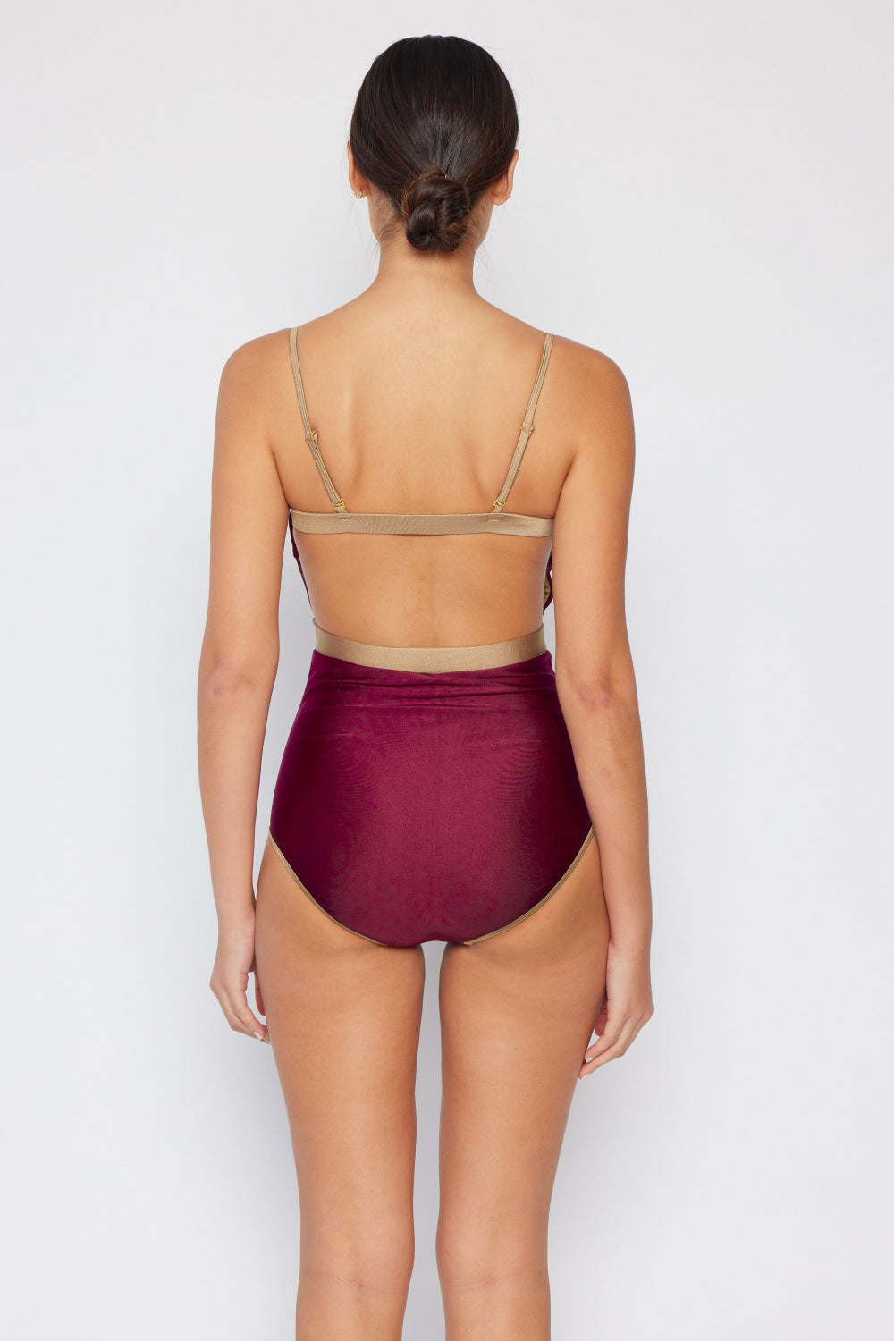 Contrast Trim One-Piece in Wine