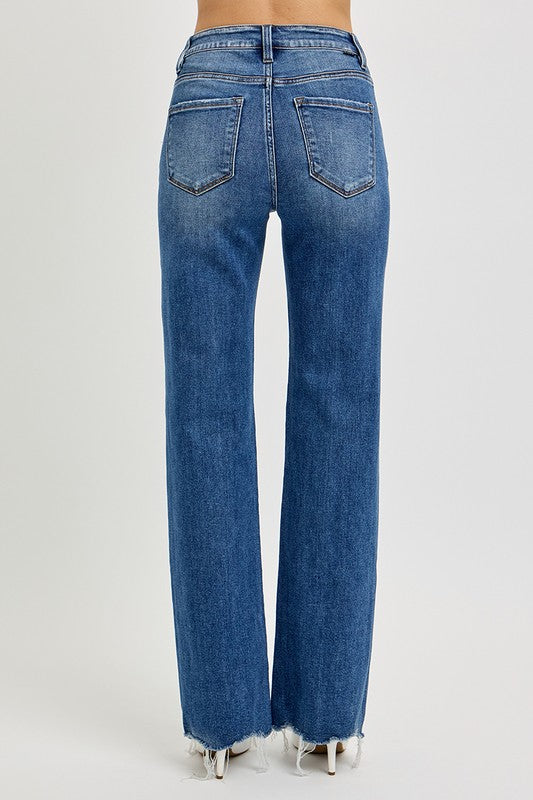 Tummy Control High Rise Raw Cut Jeans