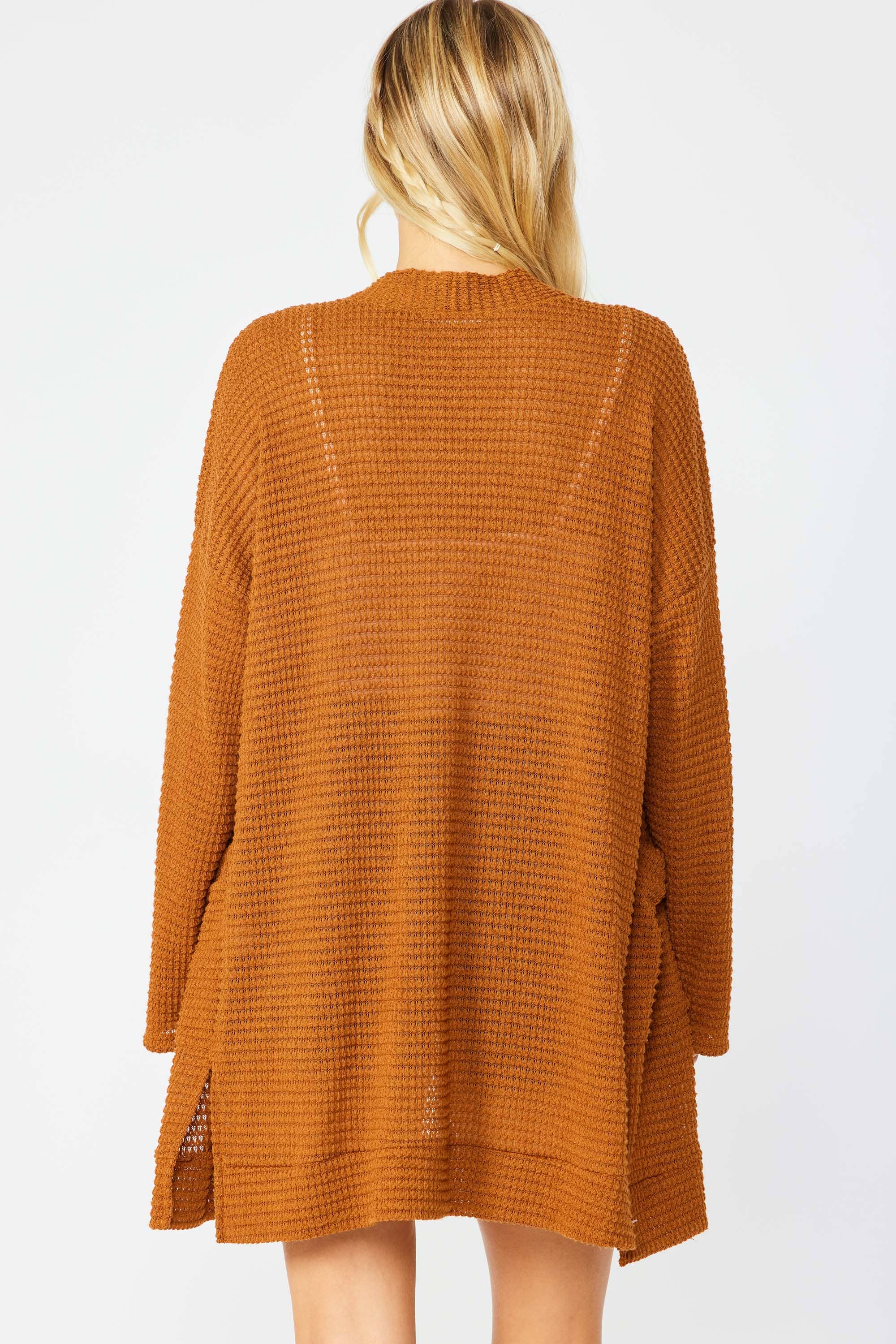 *RE-ORDER WAFFLE KNIT OPEN FRONT CARDIGAN