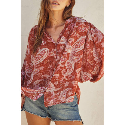 Rose Paisley Batwing Blouse