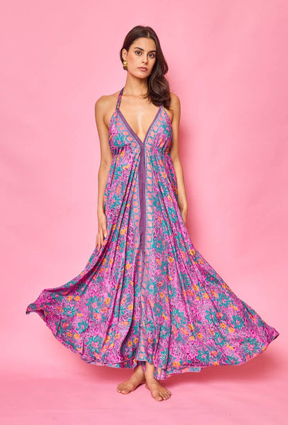 Silk Halter Maxi Dress