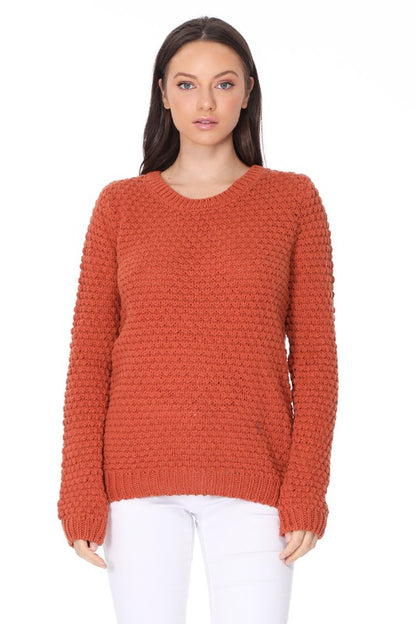 Pop Corn Stitch Long Sleeve Casual Sweater Top