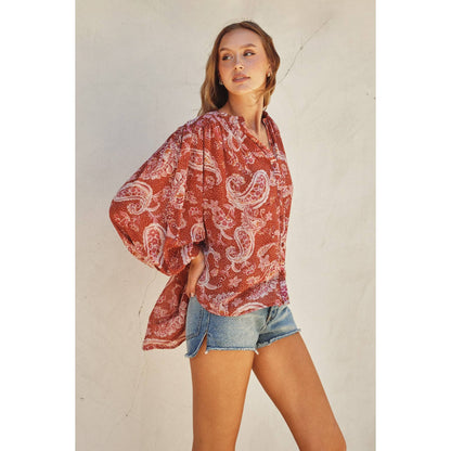 Rose Paisley Batwing Blouse