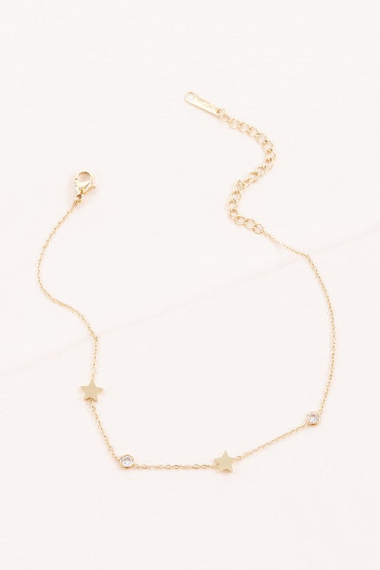 Starry Eyed Rhinestone Anklet