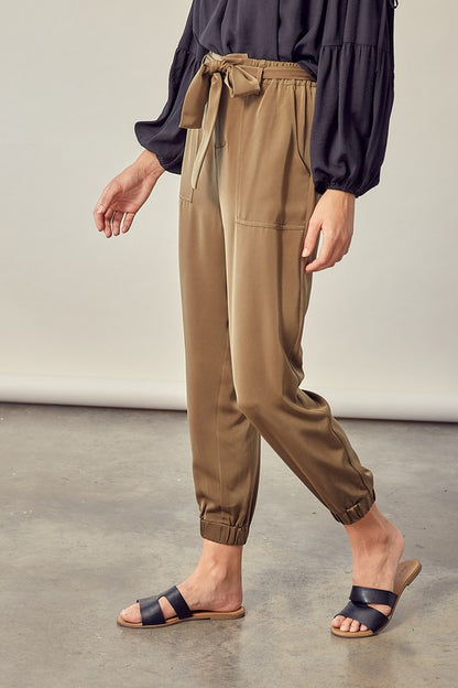 Satin Pants with Belt