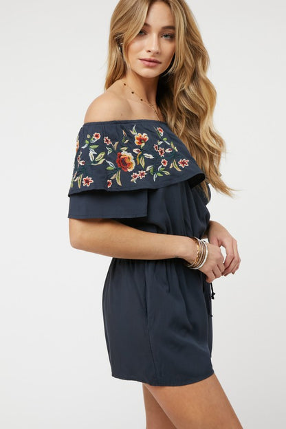 Floral Embroidered Romper