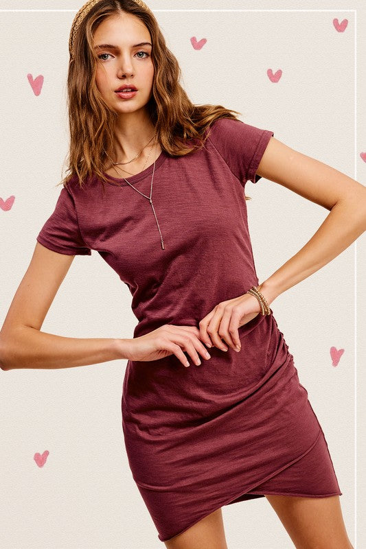 Soft Ruched Sleeve Mini Dress