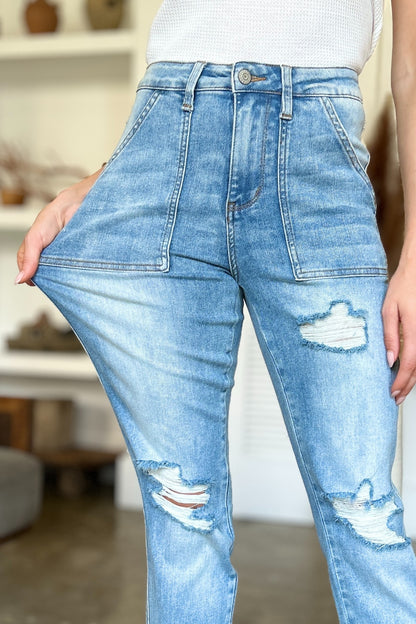 Judy Blue Full Size Distressed Straight Jeans