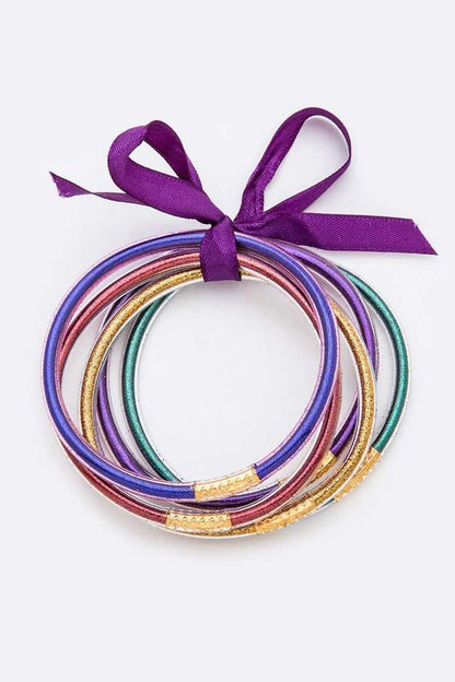 Mardi Gras Color Gold Dust Bracelet Set