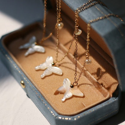 White Shell Butterfly Necklace