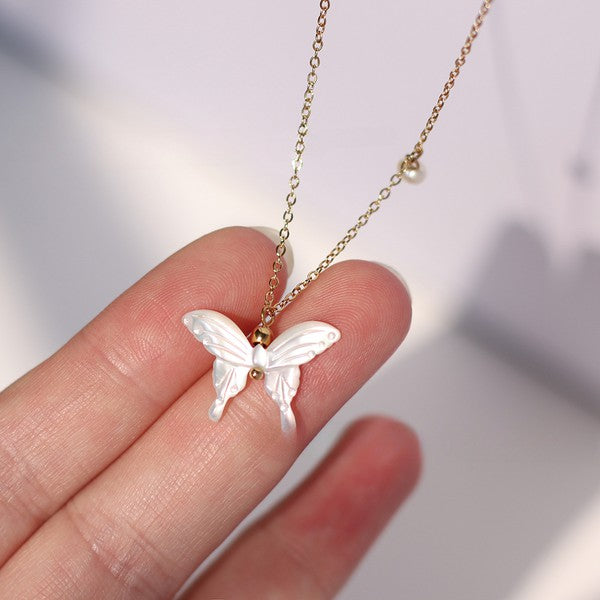 White Shell Butterfly Necklace