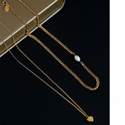 Three-dimensional heart-shaped true pearl necklace