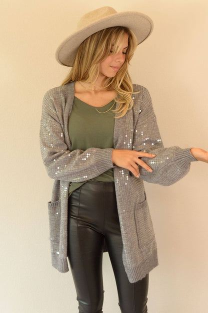 SEQUIN LONG KNIT CARDIGAN-W2309JO56492