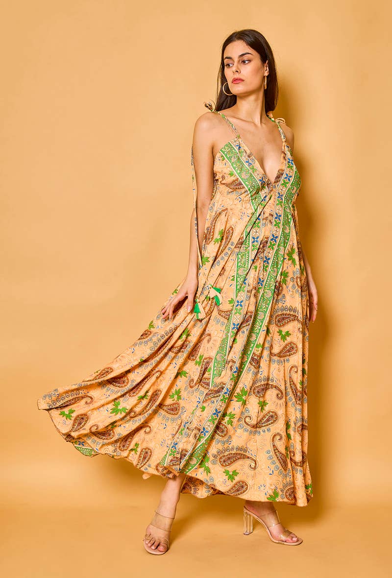 Silk Halter Maxi Dress