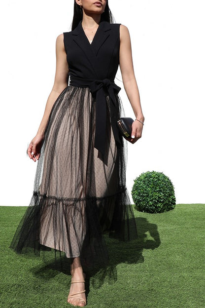 Tulle Mesh Dress,Black