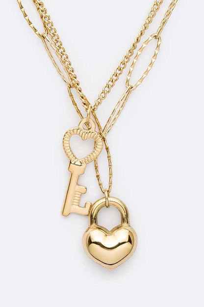 Heart And Key Pendant Necklace