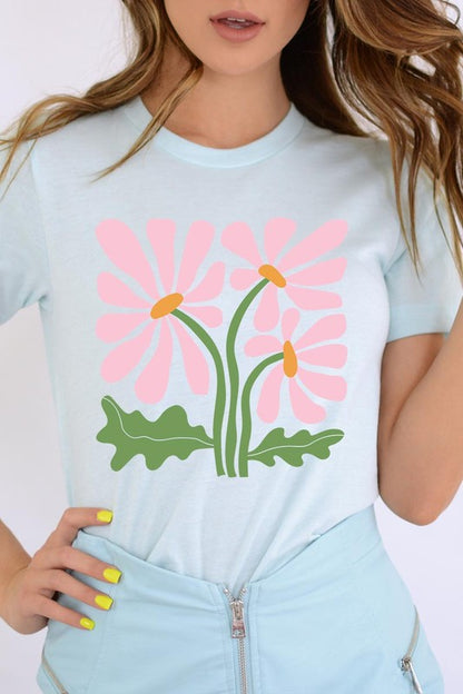 Botanical Pink Daisy Flowers Graphic T Shirts